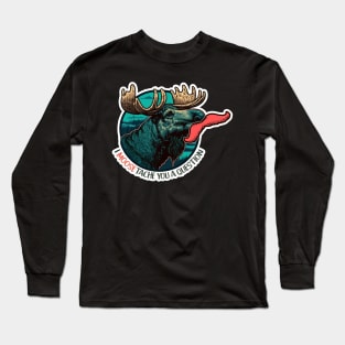 I Moose-tache You A Question | Funny Moose Long Sleeve T-Shirt